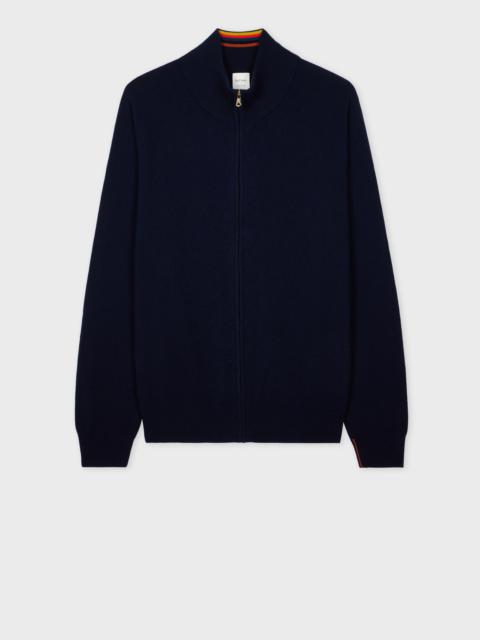 Navy Cashmere Full-Zip Cardigan