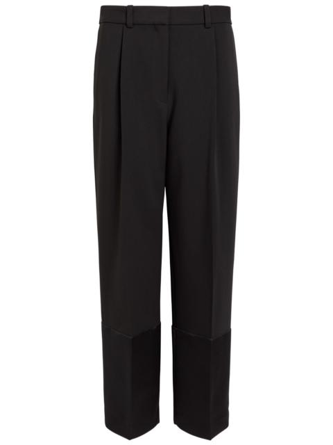 Tory Burch Satin Cuffs Cropped Crepe Trousers