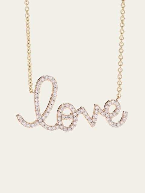 14k Diamond Love Script Necklace, Multi Gold