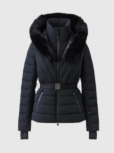 ELITA-ZR Down ski jacket with removable blue fox fur trim