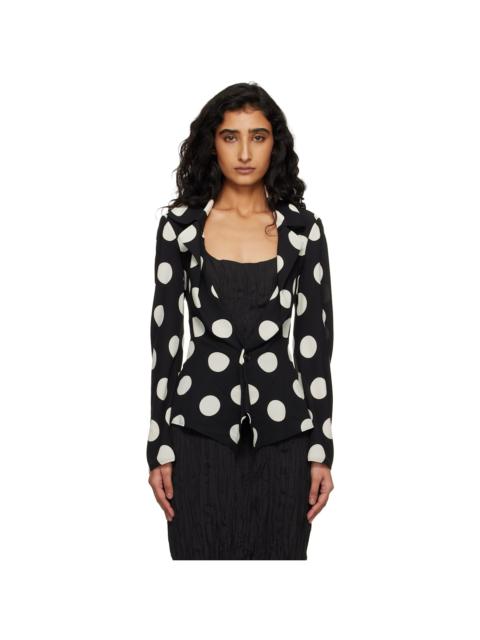 Black & Off-White Printed Georgette Blazer