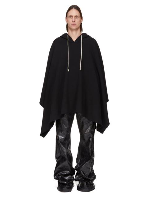 raw-edge drawstring poncho hoodie