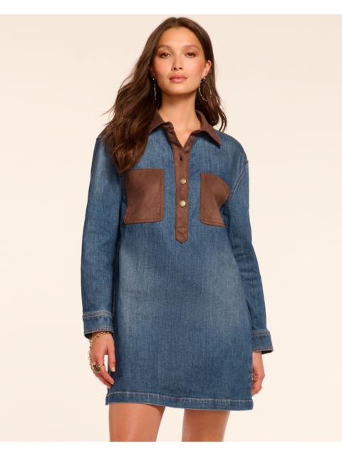 Winnifred Faux Suede Trim Denim Mini Dress