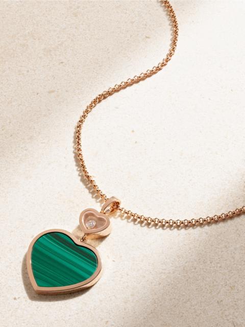 Happy Hearts 18-karat Rose Gold, Malachite And Diamond Necklace