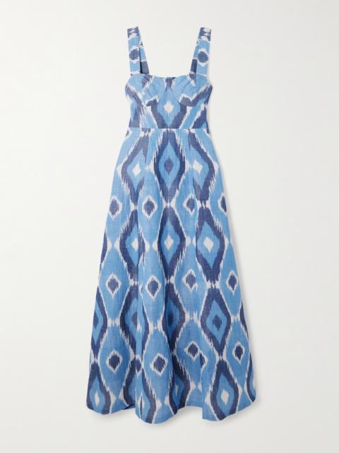 Azzurra Open-back Printed Hemp And Cotton-blend Maxi Dress