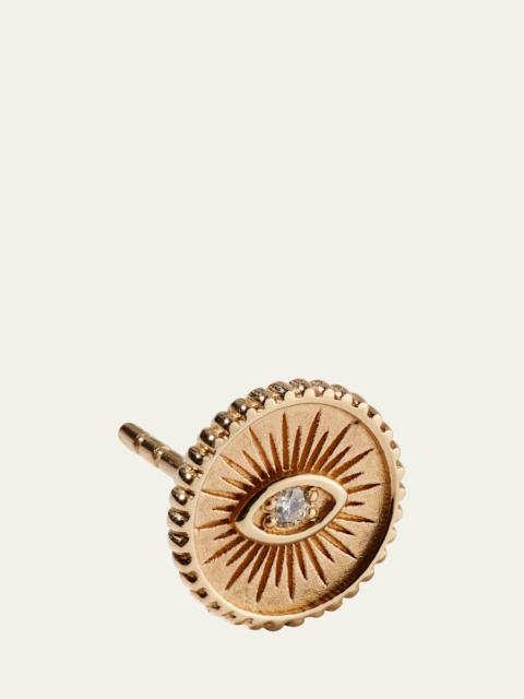 14k Diamond Evil Eye Coin Stud Earring, Single