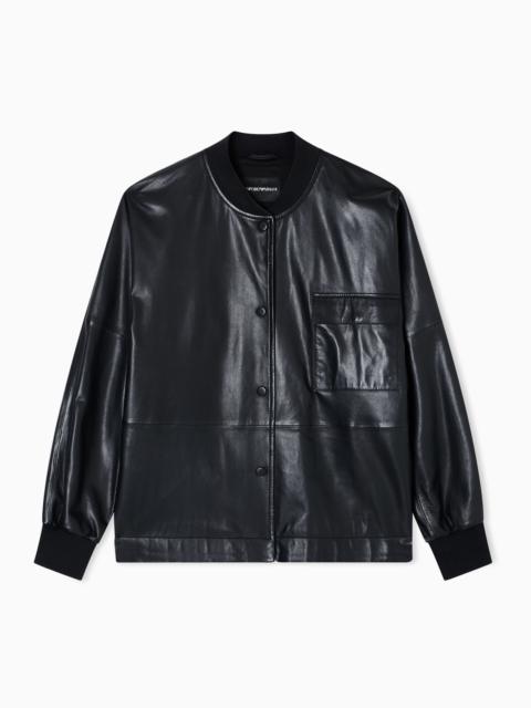 ASV OVERSIZED SHIRT JACKET IN DAPPLED NAPPA LAMBSKIN