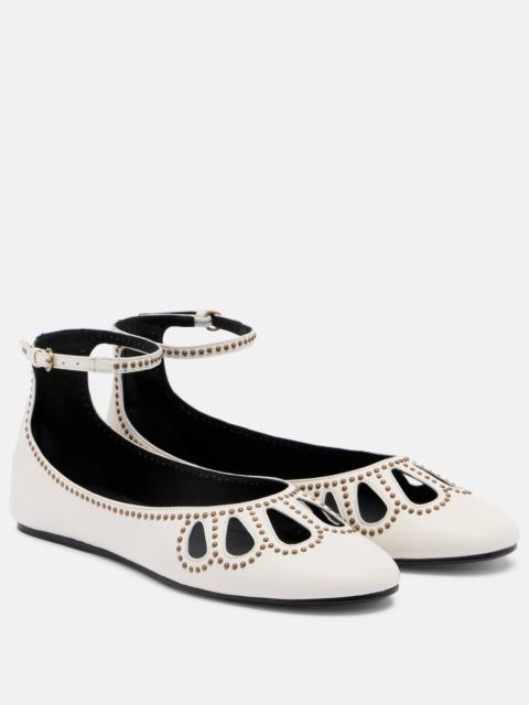 Bloris studded cutout leather ballet flats