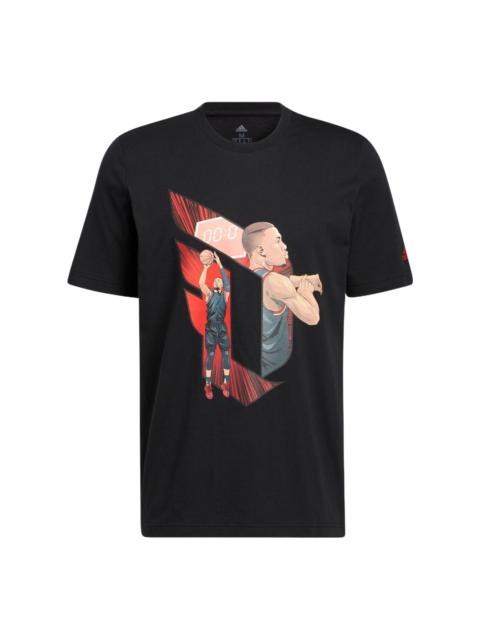 adidas Dame Casual Basketball Cartoon Character Sports Round Neck Breathable Short Sleeve Black HS43