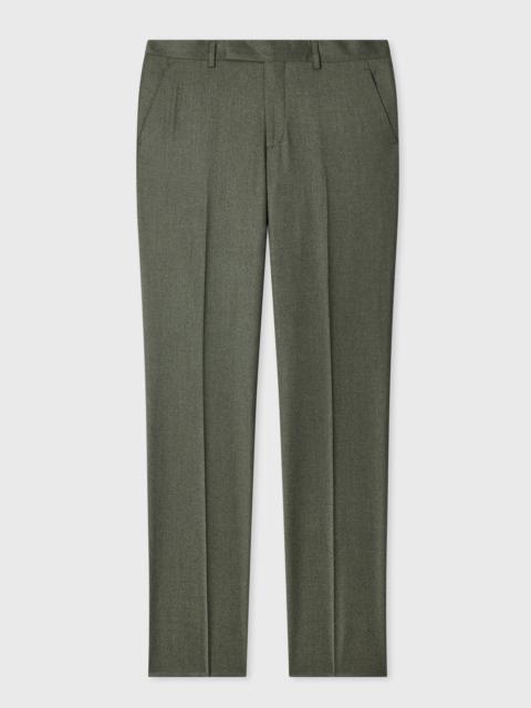 Tapered-Fit Green Overdyed Wool-Cashmere Flannel Trousers