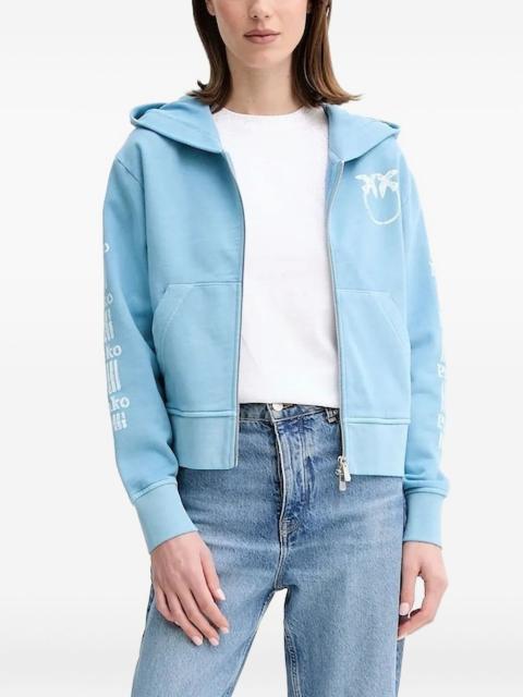 logo-print zip-up hoodie