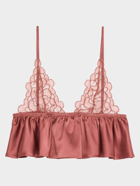 Amelie Silk Charmeuse Ruffle & Lace Soft Bra