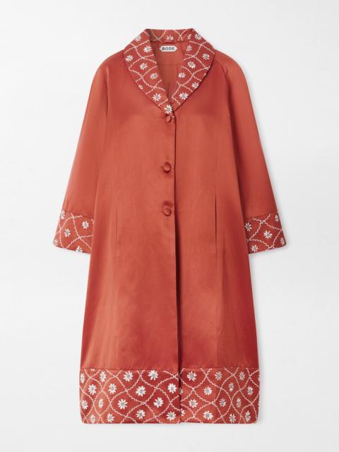 Embroidered Cotton And Silk-blend Coat