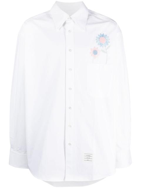 Madras Flower Patch-embroidered cotton shirt
