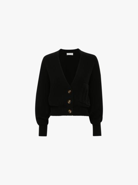 Cable Pocket Cardigan In Black