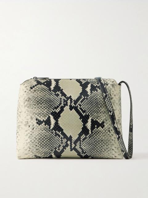 Lina medium snake-effect leather shoulder bag Neutral