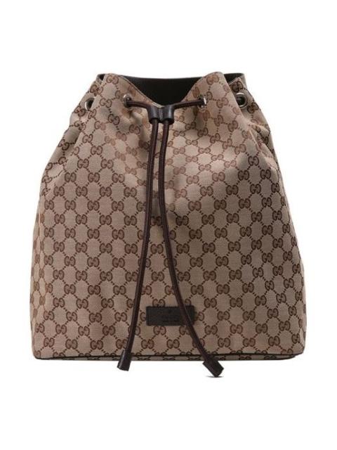 Men's Gucci Logo Drawstring Canvas Bucket Bag Backpack One Size Brown 449175-KY9MN-9790
