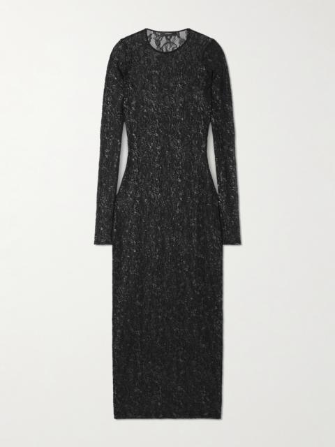 Metallic Corded Lace Midi Dress