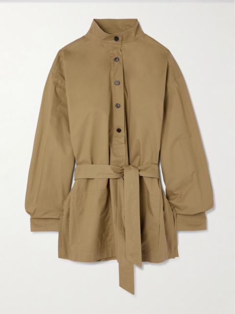 Belted cotton-poplin shirt Sand