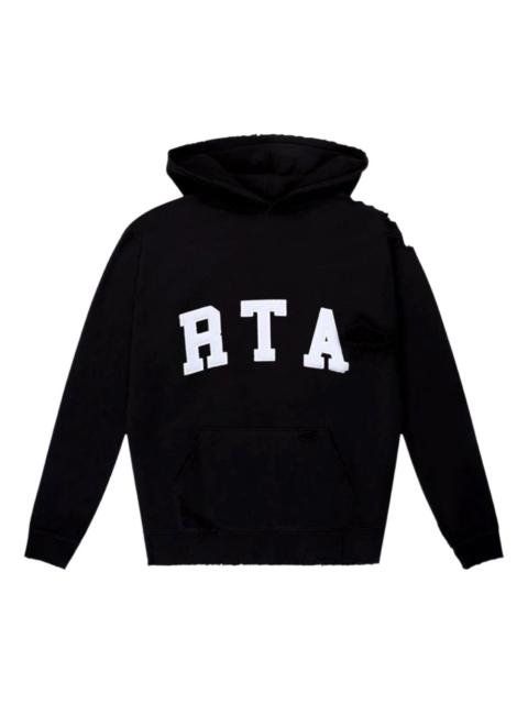 distressed logo-patch hoodie