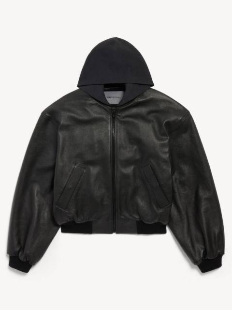 Men's Patched Hooded Jacket in Black