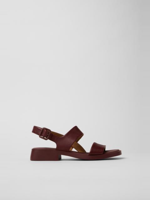 Burgundy Leather Sandals for Women.