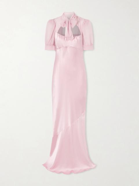 Pussy-bow Silk-satin And Georgette Gown
