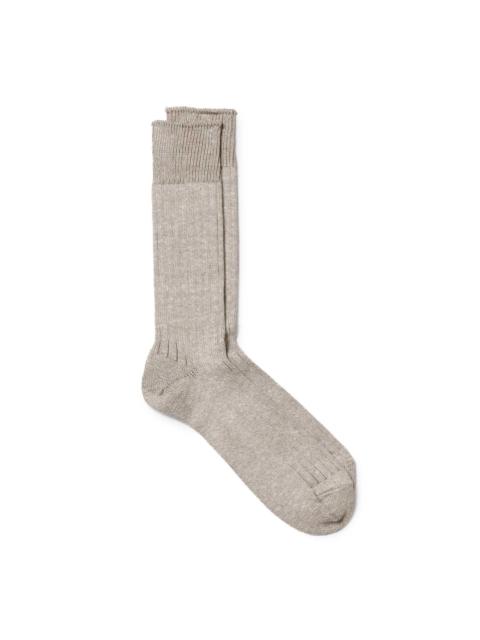Rototo Linen/Cotton Ribbed Crew Socks Grayage