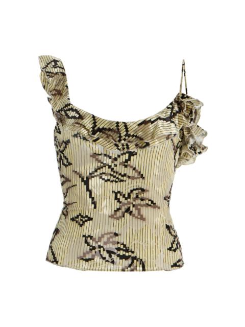 Arla Ruffled Velvet Devoré Top multi