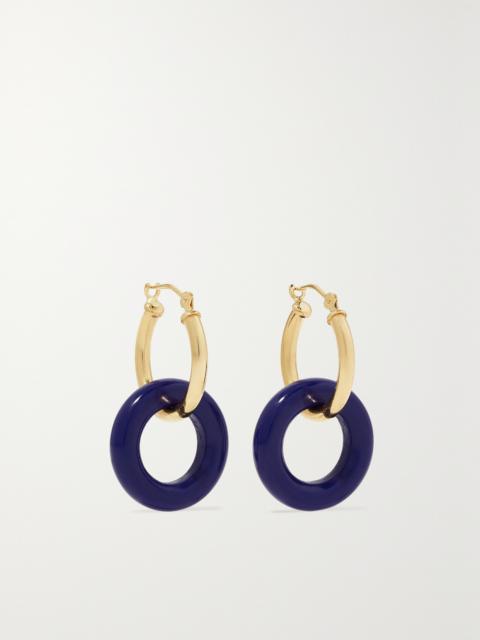 Donut 14-karat Gold Lapis Lazuli Hoop Earrings