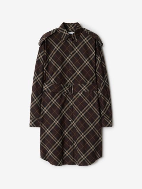 Check Cotton Flannel Shirt Dress