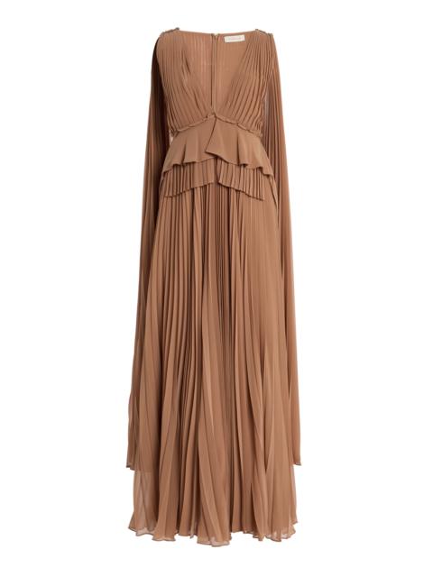 Memento Pleated Gown tan