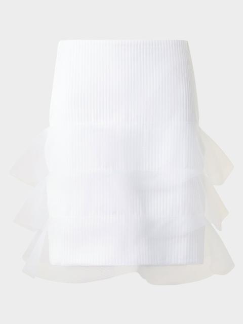Ruffle-Trim Ribbed Mini Skirt