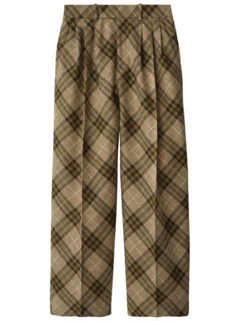 pleated checkered tailored trousers