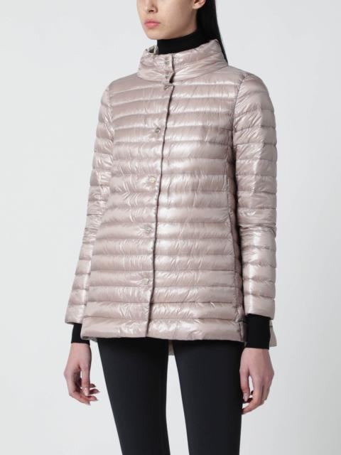 Light pink quilted nylon padded jacket