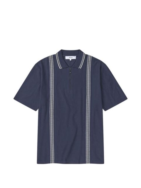 Panel zip-up polo shirt