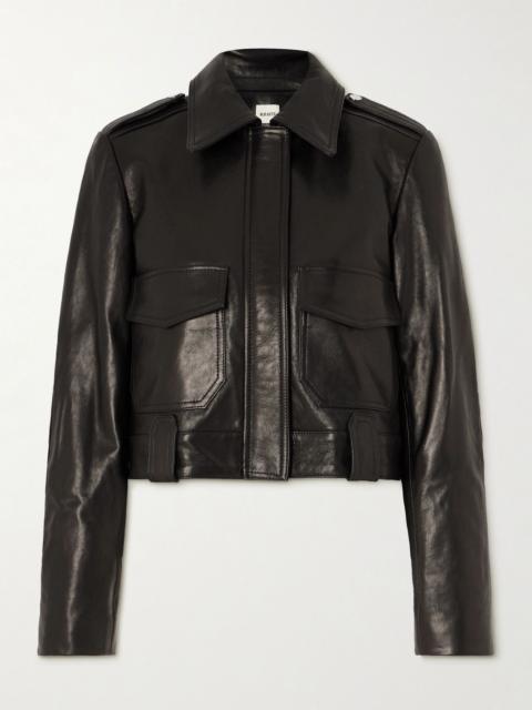 Cordelia cropped leather jacket Black