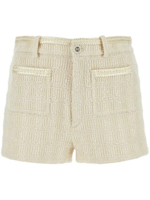 tailored wool-blend tweed shorts