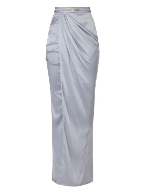 draped satin maxi skirt