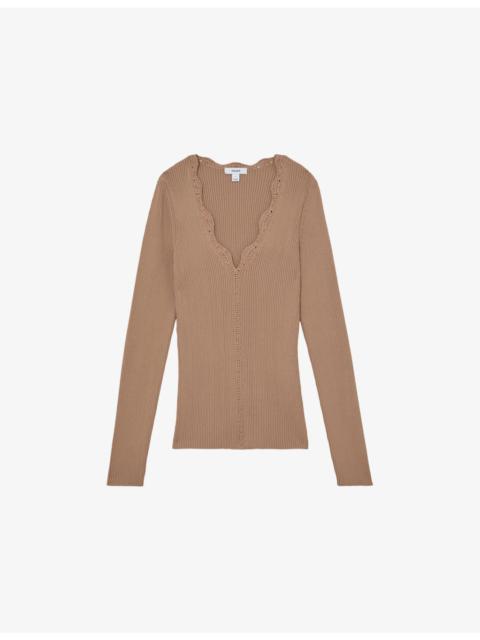 Lara Crochet-Trim Knitted Top