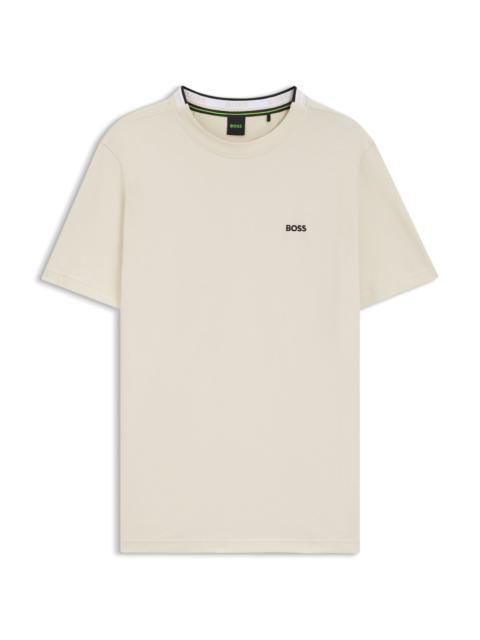COTTON-PIQUÉ T-SHIRT WITH JACQUARD-WOVEN BACK COLLAR