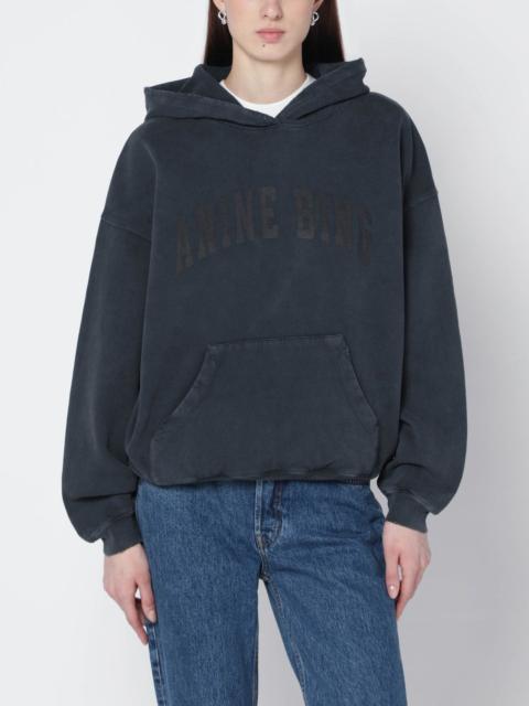 Black washed hoodie with distressing