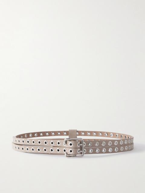 Eyelet-embellished Nubuck Belt