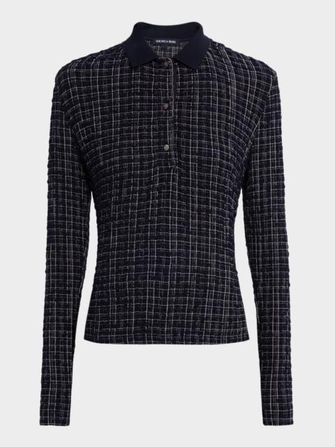 Benedetta Long-Sleeve Textured Plaid Top