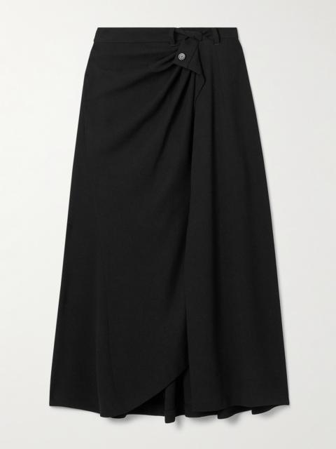 Draped Wrap-effect Crepe Midi Skirt