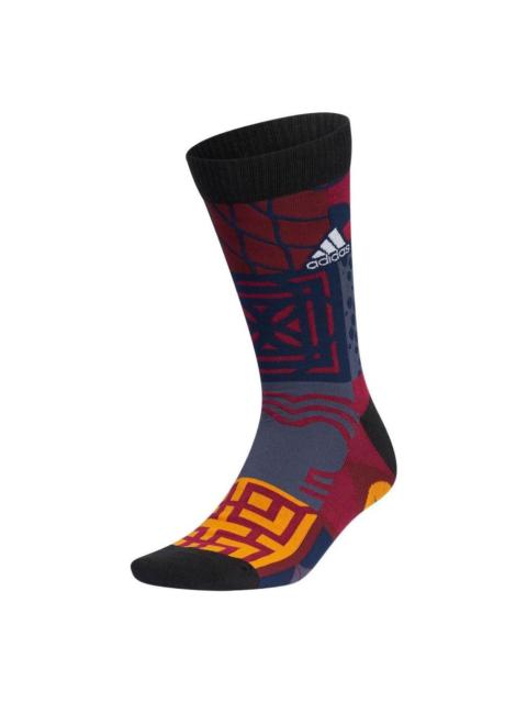 Men's adidas New Year's Edition Printing Sports Mid-Top Socks Combined Pack Black HI3025