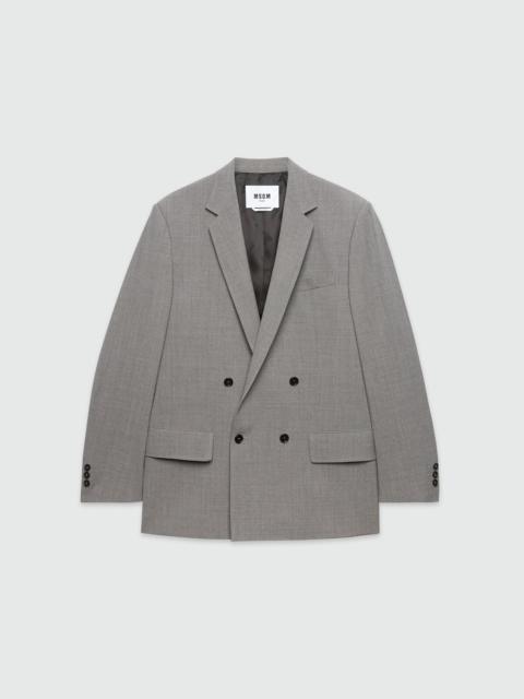 Grey melange virgin wool double-breasted jacket