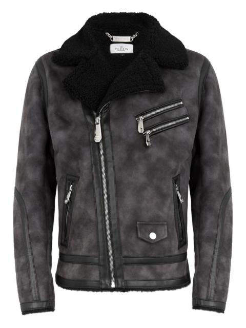zip-up biker jacket