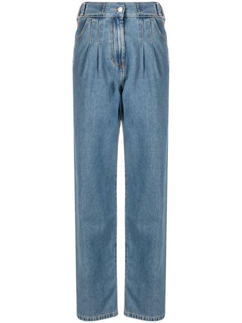 pleat-detail straight-leg jeans