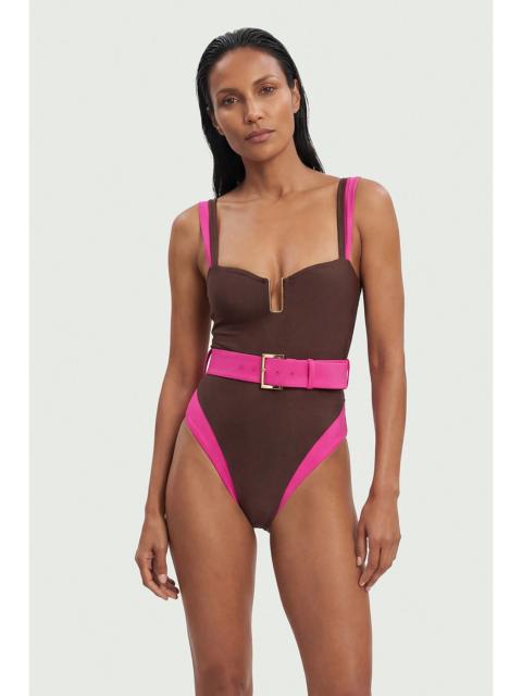 Contrast Trim High Cut Swimsuit